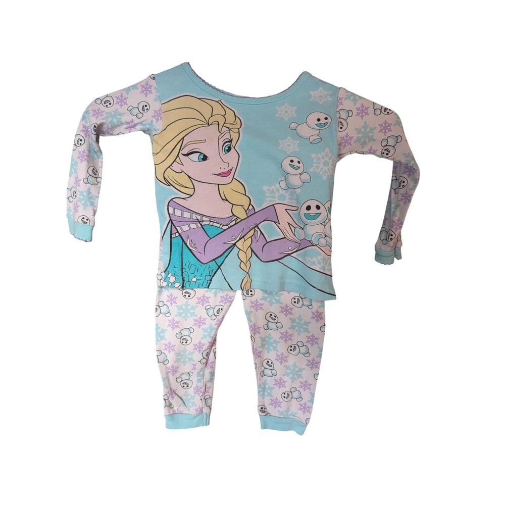 Disney Frozen Pajama Set Toddler 2T Blue Good Elsa Snowgies Long Sleeve Snug Fit